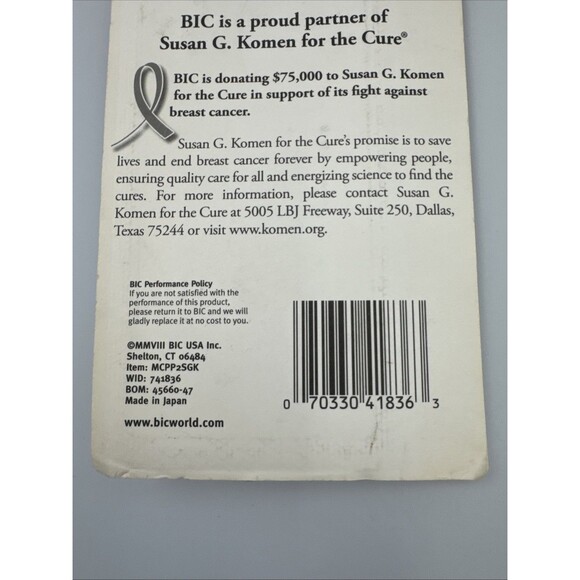 BIC ReAction #2 0.7mm Mechanical Pencil Vintage Susan G Komen Pink - Picture 5 of 5